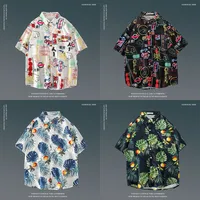 Japanese - Inspired Retro Hawaiian Floral Shirt For Men & Women, Loose Fit Short Sleeve Beach Shirt, Vintage Casual Couple Style main image 3