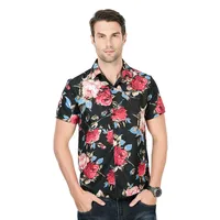 Men's Casual Summer Short Sleeve Shirt With Rose Floral Print, Youth Fashion Stylish Breathable Top main image 4