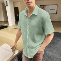 Men's Casual Short Sleeve Shirt With Water Ripple Design For Business & Outdoor Wear - Solid Color main image 1