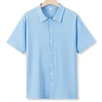 Men's Casual Short Sleeve Shirt With Water Ripple Design For Business & Outdoor Wear - Solid Color main image 2