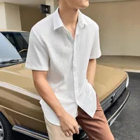 Men's Casual Short Sleeve Shirt With Water Ripple Design For Business & Outdoor Wear - Solid Color main image 3