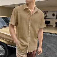 Men's Casual Short Sleeve Shirt With Water Ripple Design For Business & Outdoor Wear - Solid Color main image 4