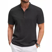 Men's Vintage Striped Cotton Linen Henley Shirt Casual Loose Fit Comfortable Breathable main image 2