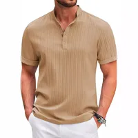 Men's Vintage Striped Cotton Linen Henley Shirt Casual Loose Fit Comfortable Breathable main image 5