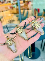 Vintage Style Rock Animal Resin Brass Plating Zircon 18K Gold Plated Women's Pendant Necklace main image 1