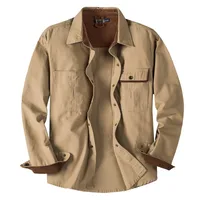 Men's Workwear Corduroy Shirt 100% Cotton Relaxed Fit Casual Button - Up With Contrast Collar & Chest Pocket (Big & Tall Sizes) main image 1