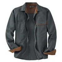 Men's Workwear Corduroy Shirt 100% Cotton Relaxed Fit Casual Button - Up With Contrast Collar & Chest Pocket (Big & Tall Sizes) main image 4