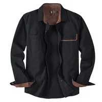 Men's Workwear Corduroy Shirt 100% Cotton Relaxed Fit Casual Button - Up With Contrast Collar & Chest Pocket (Big & Tall Sizes) main image 3