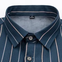 Men's Thermal Flannel Striped Shirt, Winter Autumn Thickened Fleece - Lined Business Casual Wrinkle - Free Top main image 1