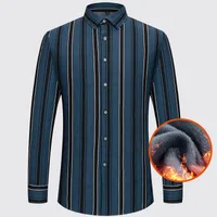 Men's Thermal Flannel Striped Shirt, Winter Autumn Thickened Fleece - Lined Business Casual Wrinkle - Free Top main image 4