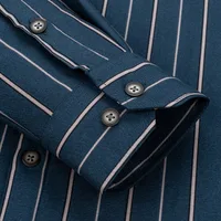 Men's Thermal Flannel Striped Shirt, Winter Autumn Thickened Fleece - Lined Business Casual Wrinkle - Free Top main image 5