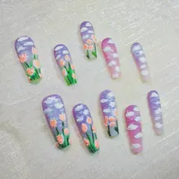 Sweet Clouds Flower ABS Press-on Nails main image 1