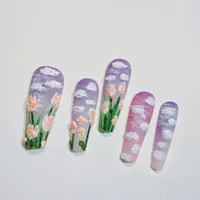 Sweet Clouds Flower ABS Press-on Nails main image 5