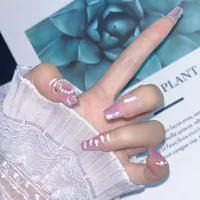 IG Style Sweet Clouds Flower ABS Press-on Nails main image 5