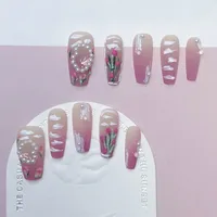 IG Style Sweet Clouds Flower ABS Press-on Nails main image 1