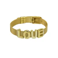 Vintage Style Classic Style Letter 304 Stainless Steel Brass Plating Women's Bracelets sku image 4