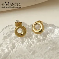 1 Pair Simple Style Round Plating 304 Stainless Steel 14K Gold Plated Ear Studs main image 1