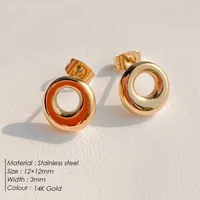 1 Pair Simple Style Round Plating 304 Stainless Steel 14K Gold Plated Ear Studs main image 2