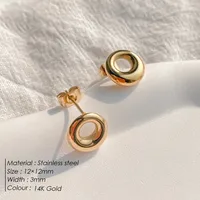 1 Pair Simple Style Round Plating 304 Stainless Steel 14K Gold Plated Ear Studs main image 3