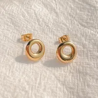 1 Pair Simple Style Round Plating 304 Stainless Steel 14K Gold Plated Ear Studs main image 4