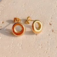 1 Pair Simple Style Round Plating 304 Stainless Steel 14K Gold Plated Ear Studs main image 5