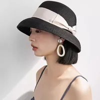 Women's Elegant Vacation Sweet Bow Knot Curved Eaves Straw Hat main image 4