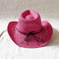 Women's Retro Solid Color Crimping Straw Hat main image 5