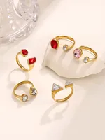 Elegant Modern Style Geometric 304 Stainless Steel Zircon Women's Open Rings main image 1