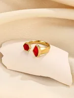 Elegant Modern Style Geometric 304 Stainless Steel Zircon Women's Open Rings sku image 2