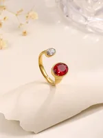 Elegant Modern Style Geometric 304 Stainless Steel Zircon Women's Open Rings sku image 3