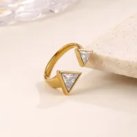 Elegant Modern Style Geometric 304 Stainless Steel Zircon Women's Open Rings sku image 4