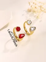 Elegant Modern Style Geometric 304 Stainless Steel Zircon Women's Open Rings main image 2
