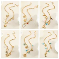 Vacation Beach Modern Style Heart Shape Bow Knot Titanium Steel Women's Multi Charms Necklace main image 1