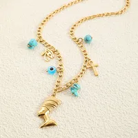 Vacation Beach Modern Style Heart Shape Bow Knot Titanium Steel Women's Multi Charms Necklace main image 2