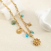 Vacation Beach Modern Style Heart Shape Bow Knot Titanium Steel Women's Multi Charms Necklace main image 3