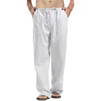 Men's Linen Cargo Pants Big & Tall Sizes With Multiple Pockets - Breathable Summer Trousers main image 1
