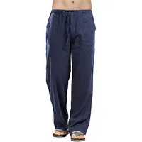 Men's Linen Cargo Pants Big & Tall Sizes With Multiple Pockets - Breathable Summer Trousers main image 3