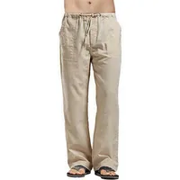 Men's Linen Cargo Pants Big & Tall Sizes With Multiple Pockets - Breathable Summer Trousers main image 4
