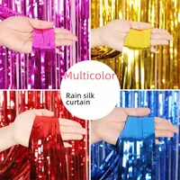 1*2m Rain Curtain Colorful Stripe Glittering Wedding Stage Background Decoration Tassel Door Curtain Laser Rain main image 1