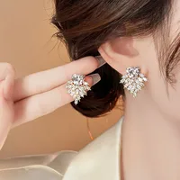 1 Pair Elegant Modern Style Heart Shape Plating Alloy Rhinestones Ear Studs main image 5
