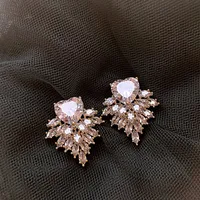 1 Pair Elegant Modern Style Heart Shape Plating Alloy Rhinestones Ear Studs sku image 1