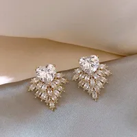 1 Pair Elegant Modern Style Heart Shape Plating Alloy Rhinestones Ear Studs main image 4
