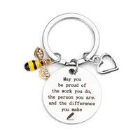 Modern Style Letter Heart Shape Bee 201 Stainless Steel Inlay Zircon Unisex Keychain main image 2