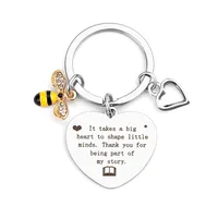 Modern Style Letter Heart Shape Bee 201 Stainless Steel Inlay Zircon Unisex Keychain main image 4