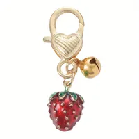 Cute Sweet Heart Shape Strawberry Bell Alloy Resin Women's Keychain sku image 1