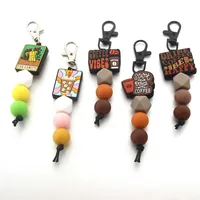 Modern Style Geometric Letter Silica Gel Beaded Unisex Bag Pendant Keychain main image 1