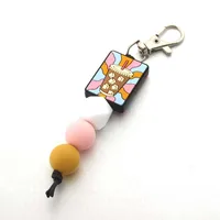 Modern Style Geometric Letter Silica Gel Beaded Unisex Bag Pendant Keychain main image 2