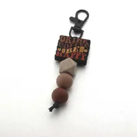 Modern Style Geometric Letter Silica Gel Beaded Unisex Bag Pendant Keychain main image 4