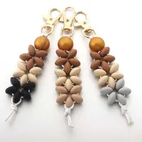 Modern Style Geometric Silica Gel Beaded Unisex Keychain main image 1