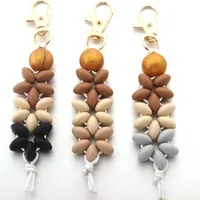 Modern Style Geometric Silica Gel Beaded Unisex Keychain main image 3